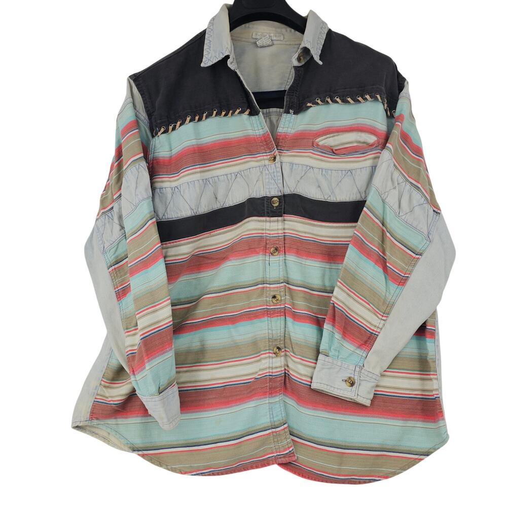 High Advantage vintage style southwestern Aztec pattern button shirt 22W 3901